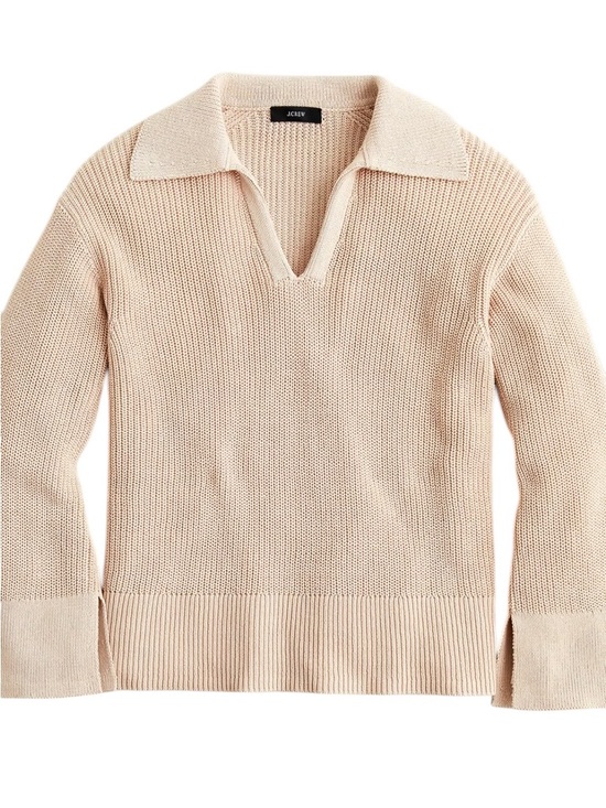 J. Crew Sweaters - J. Crew Women's V-Neck Collared Sweater in Pale Blush